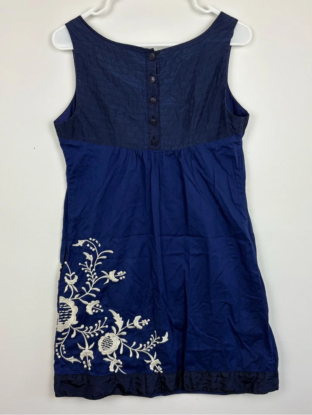 Floreat Anthropologie Navy Sleeveless Dress w/ Floral Embroidery Size 4 EUC Boho